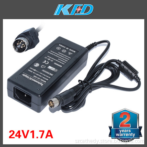 DC Power Supply for LCD Printer Verifone 3 Pins 24V 1.7A AC Power Adapter Charger